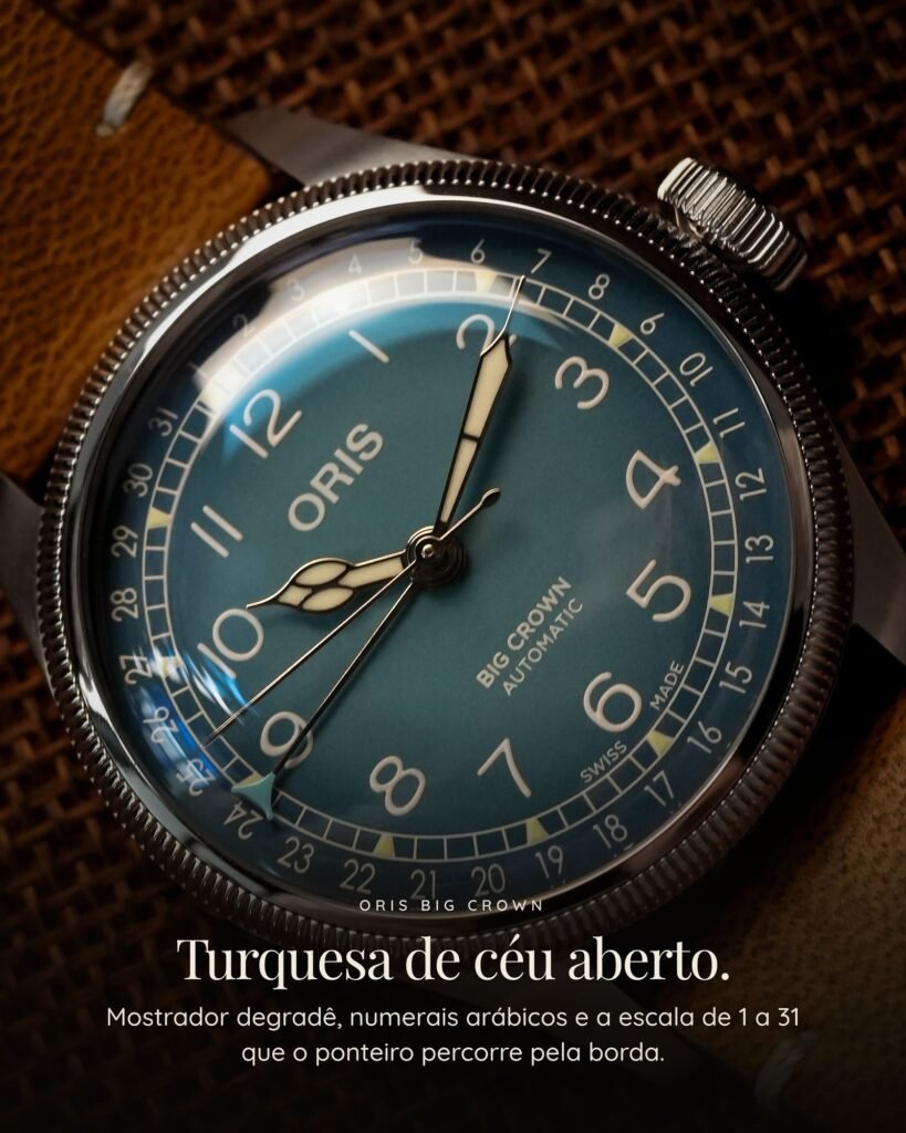 Mostrador azul degradê do Oris Big Crown 01 754 7779 4065-Set